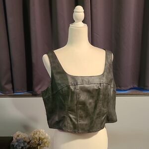 Madden NYC Gray Faux Leather Crop Top - XXL